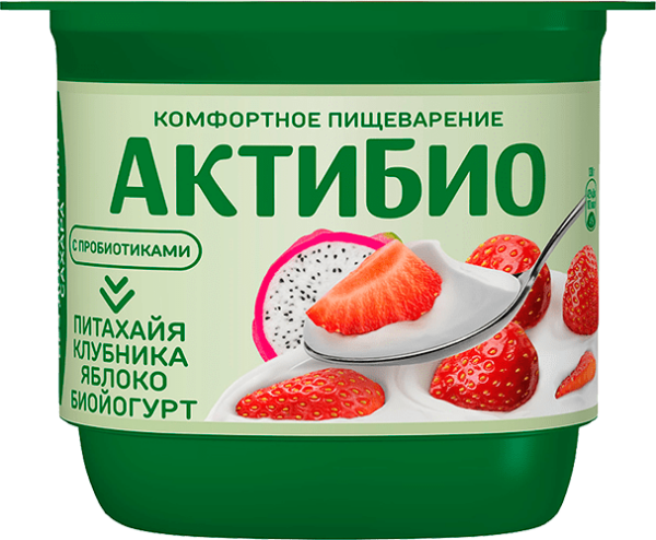 АктиБио Биойогурт обогащ.,клубник яблоко питахайя 2,9% 130г Ф.ст. ГЛ12 (шт.)