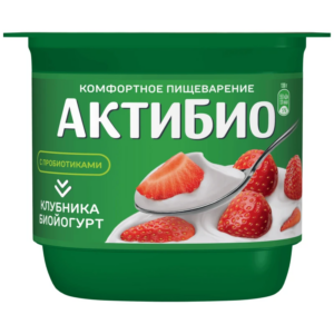 АктиБио Биойогурт обогащенный, клубника 2,9% 130г