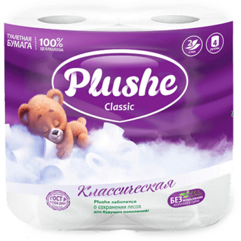 PLUSHE Бумага Classic 4шт.*18м 2-х сл.Белая