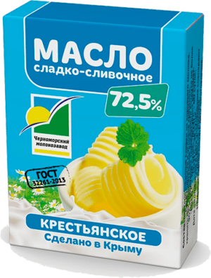 Масло сладко-сливочное "Крестьянское" 72,5% 180г. ЧЗПТ